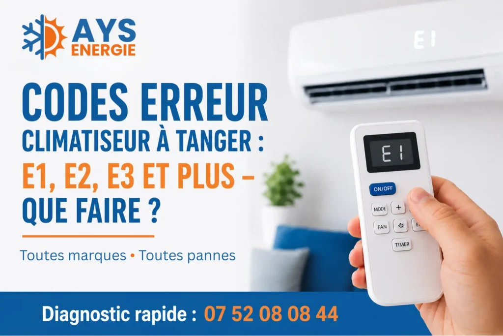 Codes erreur climatiseur Tanger E1 E2 E3 - AYS Energie